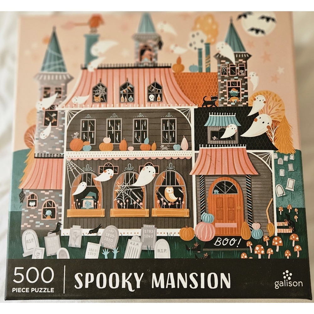 Galison Spooky Mansion 500 Piece Puzzle Halloween Complete Hand Counted